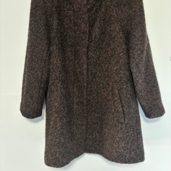 Anne Klein L Brown Coat Wool Blend Covered Button Pocket Timeless Tailored Warm - Picture 2 of 10